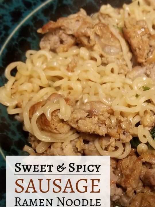 Sweet & Spicy Sausage Ramen Noodle Skillet