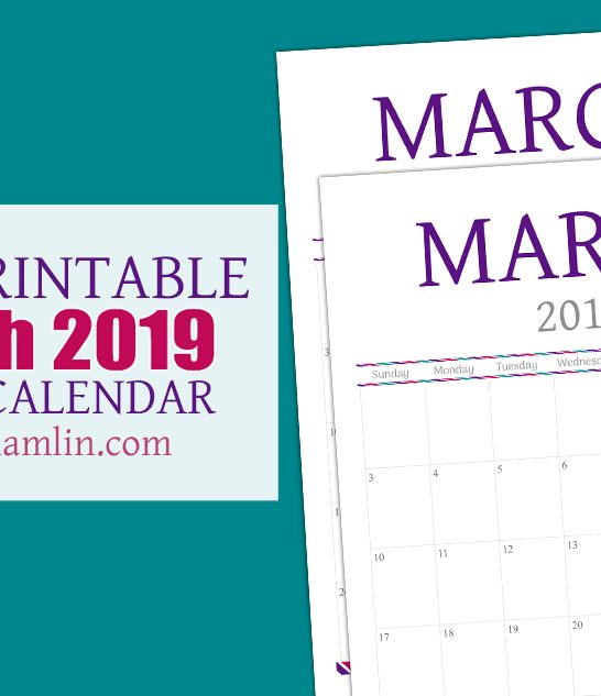 Free March Calendar Printable for 2019